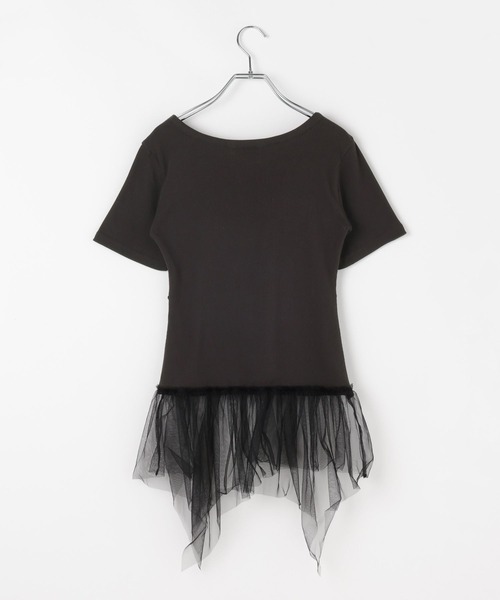 PAGEBOY(ページボーイ)の「チュールヘムトップス(Tシャツ/カットソー・レディース・ブラック/オートミール・FREE)」の22枚目の写真