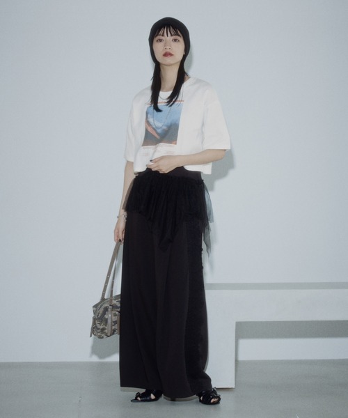 PAGEBOY(ページボーイ)の「チュールヘムトップス(Tシャツ/カットソー・レディース・ブラック/オートミール・FREE)」の12枚目の写真