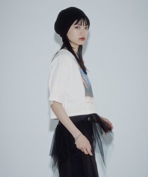 PAGEBOY(ページボーイ)の「チュールヘムトップス(Tシャツ/カットソー・レディース・ブラック/オートミール・FREE)」の16枚目の写真