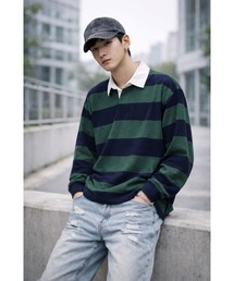 Bling Leads（ブリングリーズ）の「【Bls】【Bling　Leads】ボーダーラガーシャツ　ニット（ポロシャツ）」