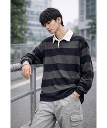 Bling Leads（ブリングリーズ）の「【Bls】【Bling　Leads】ボーダーラガーシャツ　ニット（ポロシャツ）」