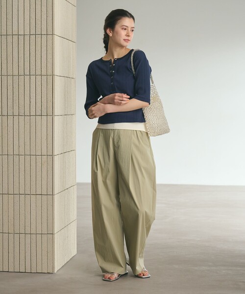 BEAUTY&YOUTH UNITED ARROWS(ビューティーアンドユースユナイテッドアローズ)の「【WEB限定】ランダムリブ ヘンリーネック スナップ 5分袖Tシャツ(Tシャツ/カットソー・レディース・ライム/ネイビー/ベージュ/ライトピンク・FREE)」の15枚目の写真