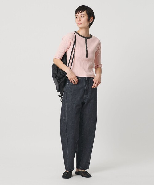 BEAUTY&YOUTH UNITED ARROWS(ビューティーアンドユースユナイテッドアローズ)の「【WEB限定】ランダムリブ ヘンリーネック スナップ 5分袖Tシャツ(Tシャツ/カットソー・レディース・ライム/ネイビー/ベージュ/ライトピンク・FREE)」の19枚目の写真
