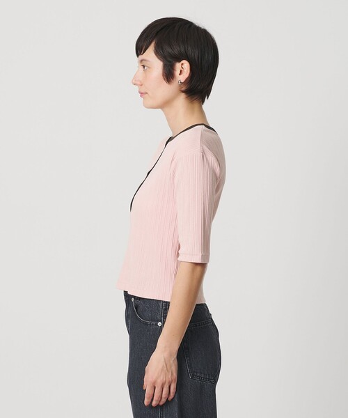 BEAUTY&YOUTH UNITED ARROWS(ビューティーアンドユースユナイテッドアローズ)の「【WEB限定】ランダムリブ ヘンリーネック スナップ 5分袖Tシャツ(Tシャツ/カットソー・レディース・ライム/ネイビー/ベージュ/ライトピンク・FREE)」の21枚目の写真