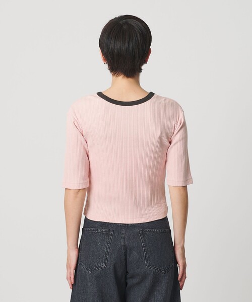 BEAUTY&YOUTH UNITED ARROWS(ビューティーアンドユースユナイテッドアローズ)の「【WEB限定】ランダムリブ ヘンリーネック スナップ 5分袖Tシャツ(Tシャツ/カットソー・レディース・ライム/ネイビー/ベージュ/ライトピンク・FREE)」の22枚目の写真