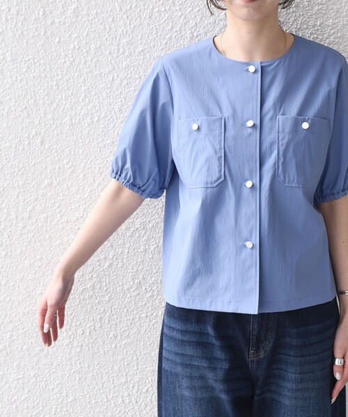 SHIPS Colors(シップス カラーズ)の「SHIPS Colors:〈接触冷感・UVカット・撥水〉マルチファンクション 羽織 シャツ◇(シャツ/ブラウス・レディース・ライトブルー/ブラック/ナチュラル・ONE SIZE)」の17枚目の写真