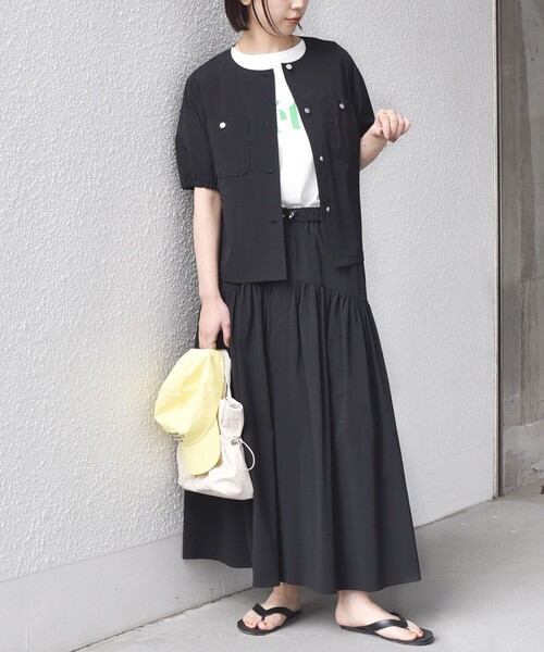 SHIPS Colors(シップス カラーズ)の「SHIPS Colors:〈接触冷感・UVカット・撥水〉マルチファンクション 羽織 シャツ◇(シャツ/ブラウス・レディース・ライトブルー/ブラック/ナチュラル・ONE SIZE)」の19枚目の写真