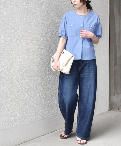 SHIPS Colors(シップス カラーズ)の「SHIPS Colors:〈接触冷感・UVカット・撥水〉マルチファンクション 羽織 シャツ◇(シャツ/ブラウス・レディース・ライトブルー/ブラック/ナチュラル・ONE SIZE)」の20枚目の写真