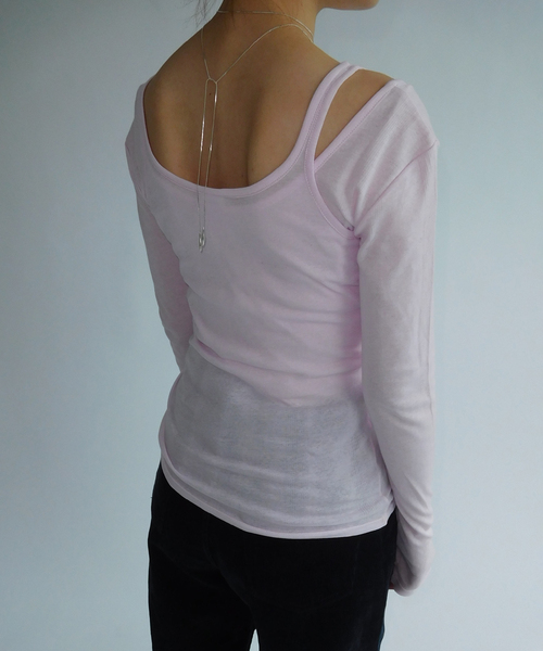 EDIT. FOR LULU(エディットフォールル)の「別注【miller×lulu】シアーツイントップス(Tシャツ/カットソー・レディース・サックスブルー/ピンク・FREE)」の2枚目の写真