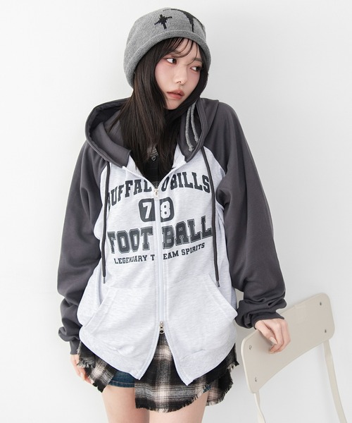 WEGO(ウィゴー)の「WEGO/【26年春夏新作】カレッジラグランジップパーカー(パーカー・レディース・アイボリー/ライトグレー・FREE)」の15枚目の写真