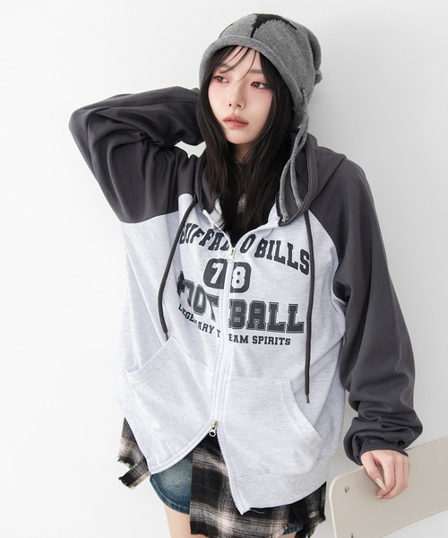 WEGO(ウィゴー)の「WEGO/【26年春夏新作】カレッジラグランジップパーカー(パーカー・レディース・アイボリー/ライトグレー・FREE)」の16枚目の写真