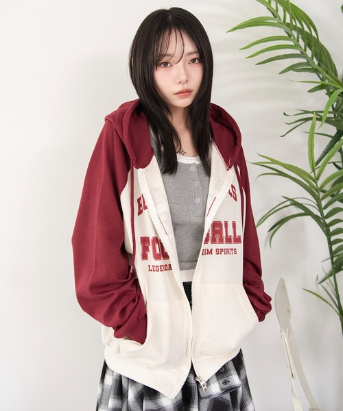 WEGO(ウィゴー)の「WEGO/【26年春夏新作】カレッジラグランジップパーカー(パーカー・レディース・アイボリー/ライトグレー・FREE)」の17枚目の写真