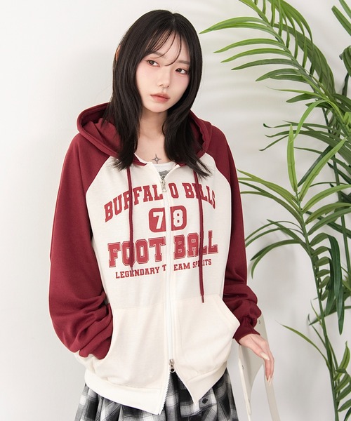 WEGO(ウィゴー)の「WEGO/【26年春夏新作】カレッジラグランジップパーカー(パーカー・レディース・アイボリー/ライトグレー・FREE)」の20枚目の写真