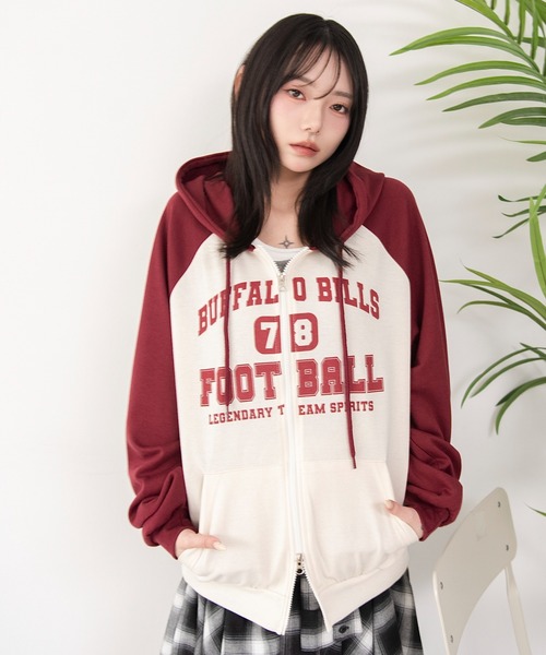WEGO(ウィゴー)の「WEGO/【26年春夏新作】カレッジラグランジップパーカー(パーカー・レディース・アイボリー/ライトグレー・FREE)」の21枚目の写真