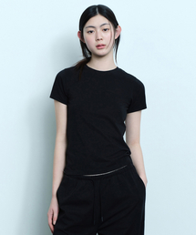 [UVプロテクション] ウィメンズスリムクルーネックTシャツ [ブラック]
