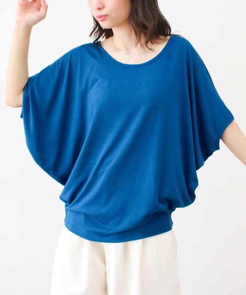 NYLAUS(ナイラス)の「【SG】ワイドスリーブ ドルマン半袖Tシャツ ビッグシルエットTシャツ(Tシャツ/カットソー・レディース・ホワイト系その他/ホワイト/ブラック系その他/ブラック/ネイビー/カーキ・LL/S/3L/L/M)」の6枚目の写真