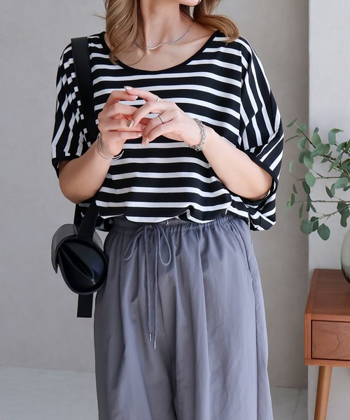NYLAUS(ナイラス)の「【SG】ワイドスリーブ ドルマン半袖Tシャツ ビッグシルエットTシャツ(Tシャツ/カットソー・レディース・ホワイト系その他/ホワイト/ブラック系その他/ブラック/ネイビー/カーキ・LL/S/3L/L/M)」の12枚目の写真