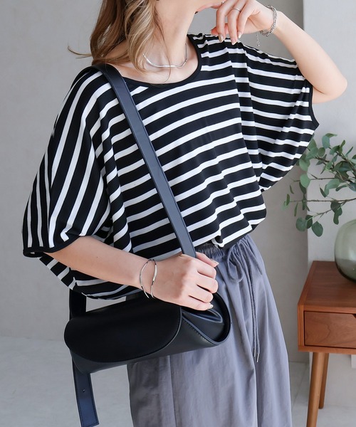 NYLAUS(ナイラス)の「【SG】ワイドスリーブ ドルマン半袖Tシャツ ビッグシルエットTシャツ(Tシャツ/カットソー・レディース・ホワイト系その他/ホワイト/ブラック系その他/ブラック/ネイビー/カーキ・LL/S/3L/L/M)」の14枚目の写真