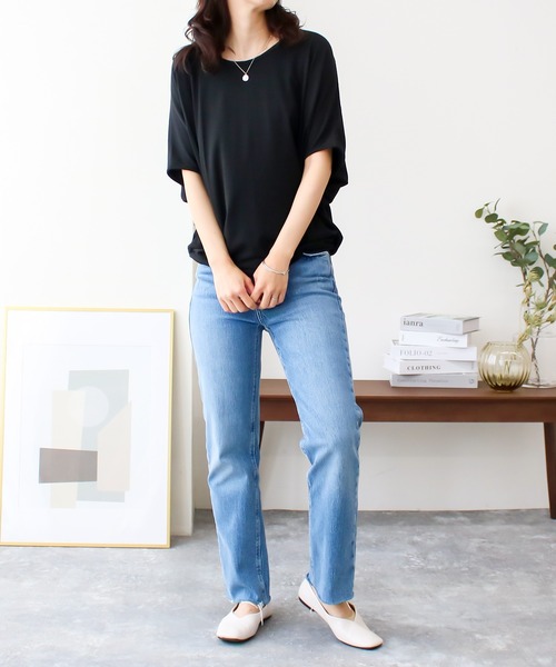 NYLAUS(ナイラス)の「【SG】ワイドスリーブ ドルマン半袖Tシャツ ビッグシルエットTシャツ(Tシャツ/カットソー・レディース・ホワイト系その他/ホワイト/ブラック系その他/ブラック/ネイビー/カーキ・LL/S/3L/L/M)」の17枚目の写真