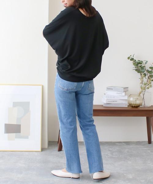 NYLAUS(ナイラス)の「【SG】ワイドスリーブ ドルマン半袖Tシャツ ビッグシルエットTシャツ(Tシャツ/カットソー・レディース・ホワイト系その他/ホワイト/ブラック系その他/ブラック/ネイビー/カーキ・LL/S/3L/L/M)」の9枚目の写真