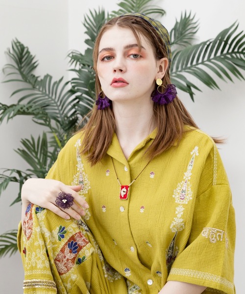 チャイハネ（チャイハネ）の「【チャイハネ】メタフレピアス（ピアス（両耳用）・レディース・ピンク/グリーン/パープル・FREE）」の5枚目の写真