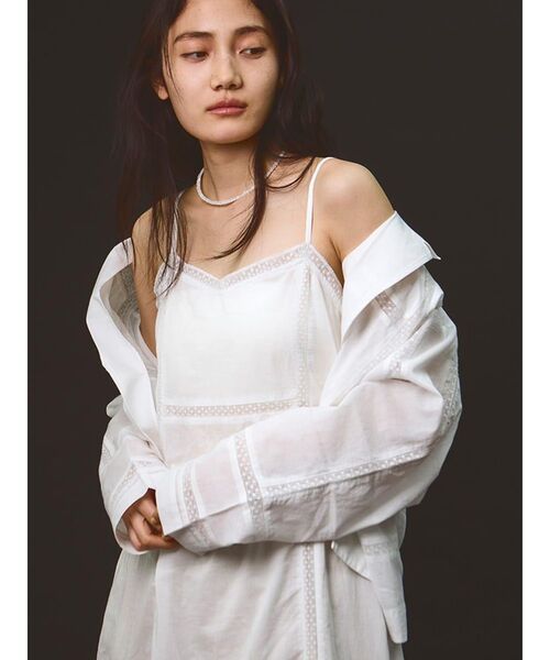 FIKA.（フィーカ）の「Cotton lace camisole onepiece（ワンピース・レディース・ブラック/ホワイト・MEDIUM）」の13枚目の写真
