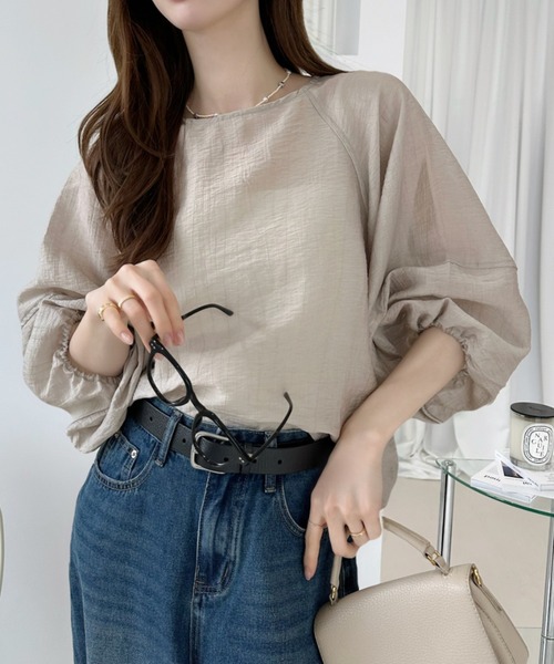Ada.(エイダ)の「シアーラグラン切り替え ボリュームスリーブブラウス(シャツ/ブラウス・レディース・ベージュ/ブラック/アイボリー・FREE)」の15枚目の写真