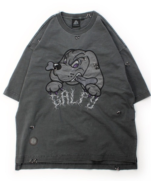 GALFY（ガルフィー）の「GALFY（ガルフィー）バチバチピアスTEE/ビッグプリント 半袖Tシャツ ストリート グランジ ユニセックス（Tシャツ/カットソー・メンズ・スミクロ/ブラック/ブラック系その他・M/L/LL）」の3枚目の写真
