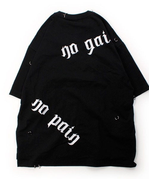 GALFY（ガルフィー）の「GALFY（ガルフィー）バチバチピアスTEE/ビッグプリント 半袖Tシャツ ストリート グランジ ユニセックス（Tシャツ/カットソー・メンズ・スミクロ/ブラック/ブラック系その他・M/L/LL）」の6枚目の写真