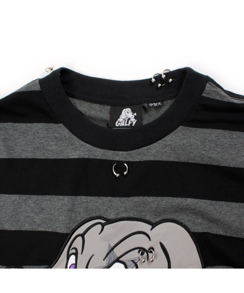GALFY（ガルフィー）の「GALFY（ガルフィー）バチバチピアスTEE/ビッグプリント 半袖Tシャツ ストリート グランジ ユニセックス（Tシャツ/カットソー・メンズ・スミクロ/ブラック/ブラック系その他・M/L/LL）」の10枚目の写真