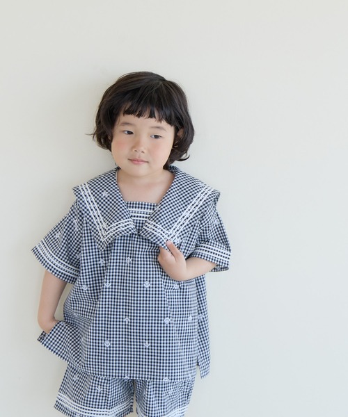 LOWRYS FARM(ローリーズファーム)の「INDIAISセーラーシャツ 637787(シャツ/ブラウス・キッズ・アイボリー/ブラック・120cm/110cm/150cm/140cm/130cm)」の1枚目の写真