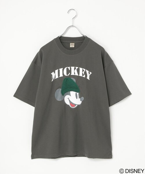 notch.(ノッチ)の「Mickey Mouse ミッキーマウス ユーズドライクニット帽ミッキーデザインTシャツ(Tシャツ/カットソー・レディース・ブラック/オフホワイト・M)」の2枚目の写真