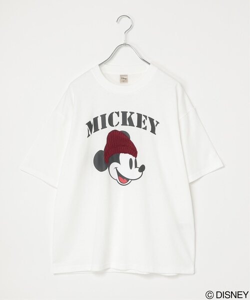 notch.(ノッチ)の「Mickey Mouse ミッキーマウス ユーズドライクニット帽ミッキーデザインTシャツ(Tシャツ/カットソー・レディース・ブラック/オフホワイト・M)」の3枚目の写真