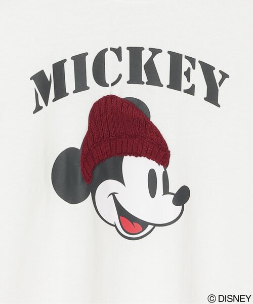 notch.(ノッチ)の「Mickey Mouse ミッキーマウス ユーズドライクニット帽ミッキーデザインTシャツ(Tシャツ/カットソー・レディース・ブラック/オフホワイト・M)」の8枚目の写真
