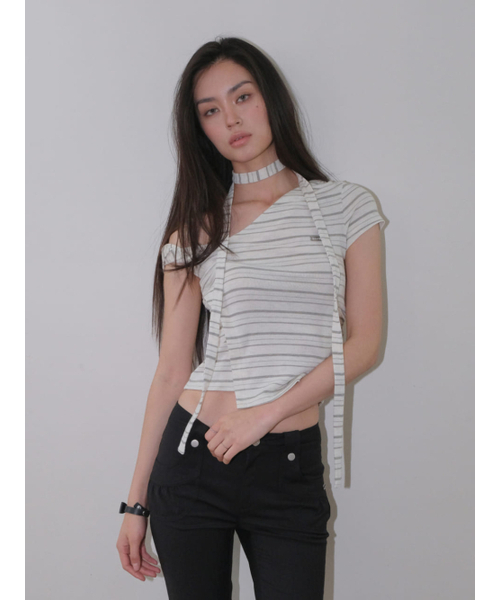 ORDINARY HOLIDAY（オーディナリー ホリデー）の「SCARF UNBALANCE SLEEVELESS TOP [IVORY]（Tシャツ/カットソー・レディース・その他・FREE）」の2枚目の写真