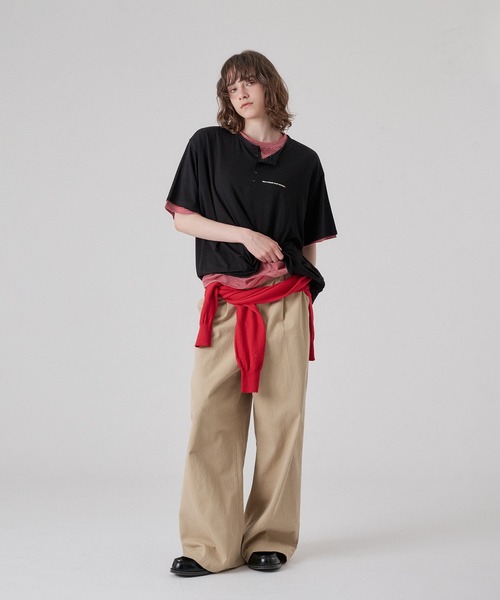 ONCILY(オンシェリー)の「BORDER LAYERED HENLEY TEE "SET" / ボーダーレイヤードヘンリートップスセット(Tシャツ/カットソー・メンズ・アイボリー/ブラック/ライトブルー/ブラック系その他/チャコールグレー・SMALL/MEDIUM/LARGE)」の22枚目の写真