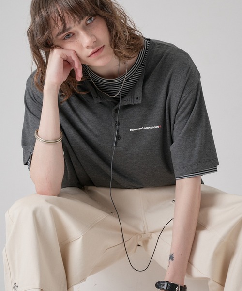 ONCILY(オンシェリー)の「BORDER LAYERED HENLEY TEE "SET" / ボーダーレイヤードヘンリートップスセット(Tシャツ/カットソー・メンズ・アイボリー/ブラック/ライトブルー/ブラック系その他/チャコールグレー・SMALL/MEDIUM/LARGE)」の7枚目の写真