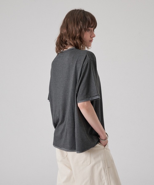 ONCILY(オンシェリー)の「BORDER LAYERED HENLEY TEE "SET" / ボーダーレイヤードヘンリートップスセット(Tシャツ/カットソー・メンズ・アイボリー/ブラック/ライトブルー/ブラック系その他/チャコールグレー・SMALL/MEDIUM/LARGE)」の11枚目の写真