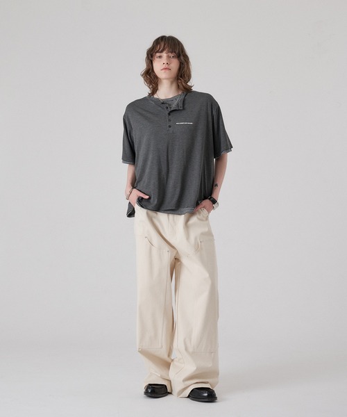 ONCILY(オンシェリー)の「BORDER LAYERED HENLEY TEE "SET" / ボーダーレイヤードヘンリートップスセット(Tシャツ/カットソー・メンズ・アイボリー/ブラック/ライトブルー/ブラック系その他/チャコールグレー・SMALL/MEDIUM/LARGE)」の13枚目の写真