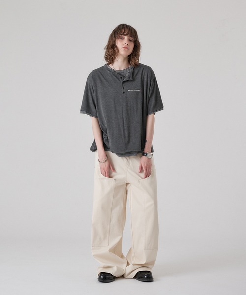 ONCILY(オンシェリー)の「BORDER LAYERED HENLEY TEE "SET" / ボーダーレイヤードヘンリートップスセット(Tシャツ/カットソー・メンズ・アイボリー/ブラック/ライトブルー/ブラック系その他/チャコールグレー・SMALL/MEDIUM/LARGE)」の14枚目の写真