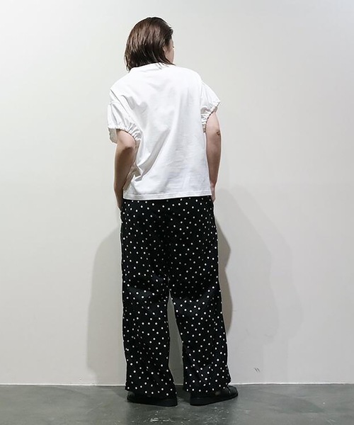 vent blanc(ヴァンブラン)の「vent blanc ヴァンブラン80ローン ランダムボルカドット セミワイドパンツ(その他パンツ・レディース・ブラック/キャメル・FREE)」の4枚目の写真