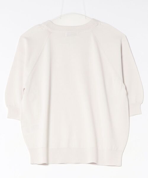 m.f.editorial（エムエフエディトリアル）の「【ストレッチ 接触冷感 UV ウォッシャブル】タカキュー レディース 快適機能 ラグラン 半袖 ニット プルオーバー（ニット/セーター・レディース・アイボリー/ネイビー・M/L）」の3枚目の写真