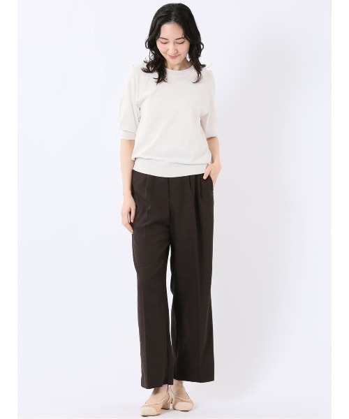 m.f.editorial（エムエフエディトリアル）の「【ストレッチ 接触冷感 UV ウォッシャブル】タカキュー レディース 快適機能 ラグラン 半袖 ニット プルオーバー（ニット/セーター・レディース・アイボリー/ネイビー・M/L）」の7枚目の写真
