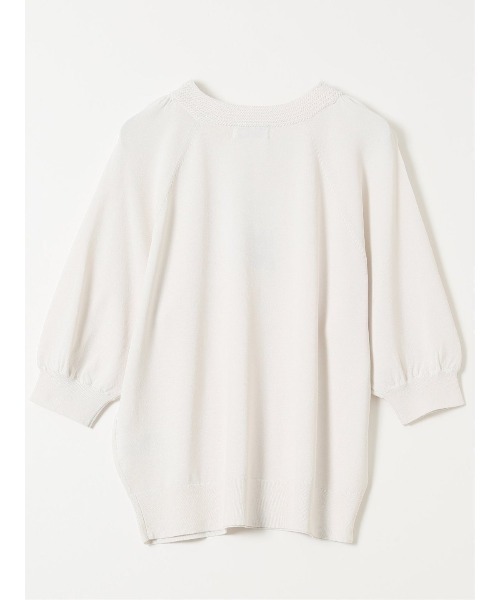 m.f.editorial（エムエフエディトリアル）の「【ストレッチ 接触冷感 UV ウォッシャブル】タカキュー レディース 快適機能 ラグラン 半袖 ニット プルオーバー（ニット/セーター・レディース・アイボリー/ネイビー・M/L）」の14枚目の写真