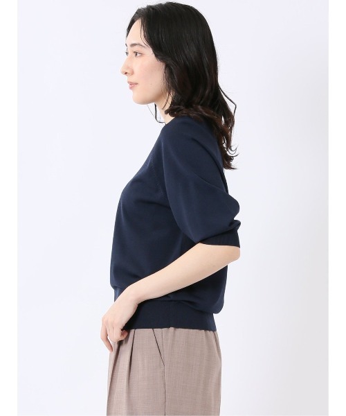 m.f.editorial（エムエフエディトリアル）の「【ストレッチ 接触冷感 UV ウォッシャブル】タカキュー レディース 快適機能 ラグラン 半袖 ニット プルオーバー（ニット/セーター・レディース・アイボリー/ネイビー・M/L）」の19枚目の写真