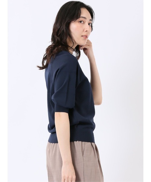 m.f.editorial（エムエフエディトリアル）の「【ストレッチ 接触冷感 UV ウォッシャブル】タカキュー レディース 快適機能 ラグラン 半袖 ニット プルオーバー（ニット/セーター・レディース・アイボリー/ネイビー・M/L）」の21枚目の写真