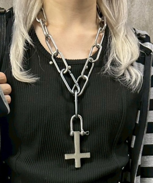 Never mind the XU(ネバーマインドザエックスユー)の「【Never mind the XU】2way chain cross necklace / 【ネバーマインド ザ エックスユー】チェーンクロスネックレス(ネックレス・メンズ・シルバー・ONE SIZE)」の1枚目の写真