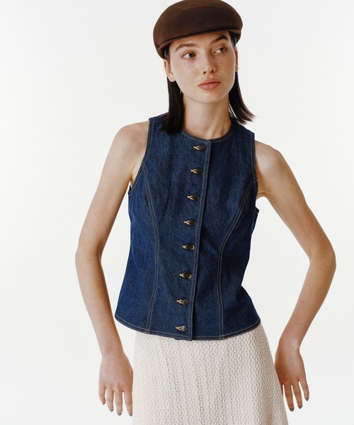 UNUS(ユナス)の「UNUS / Denim Vest(ベスト・レディース・ネイビー・FREE)」の1枚目の写真