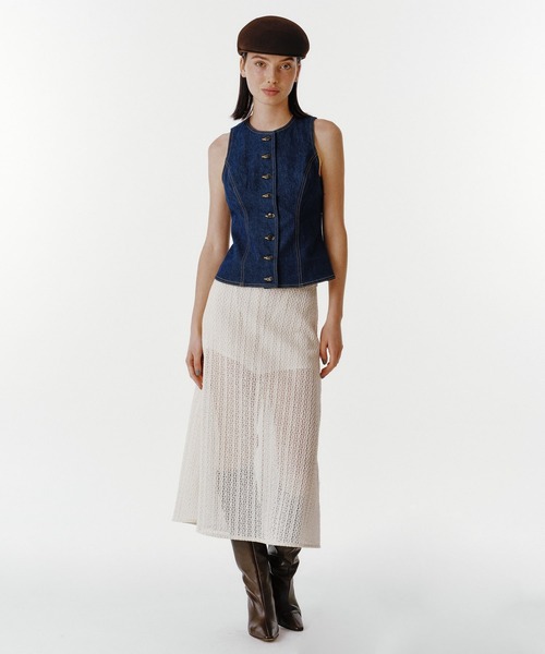 UNUS(ユナス)の「UNUS / Denim Vest(ベスト・レディース・ネイビー・FREE)」の2枚目の写真
