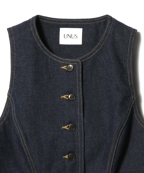 UNUS(ユナス)の「UNUS / Denim Vest(ベスト・レディース・ネイビー・FREE)」の5枚目の写真